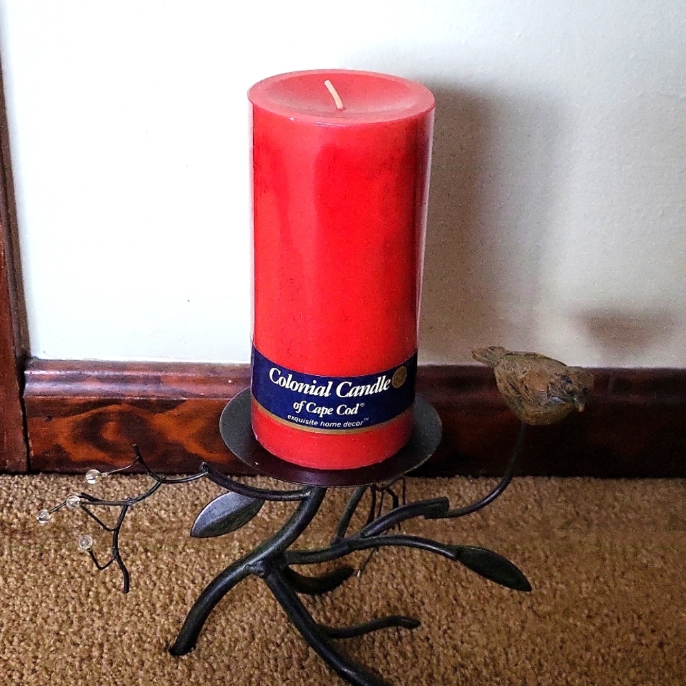 Vintage Bird Candle Holder with Pillar Candle